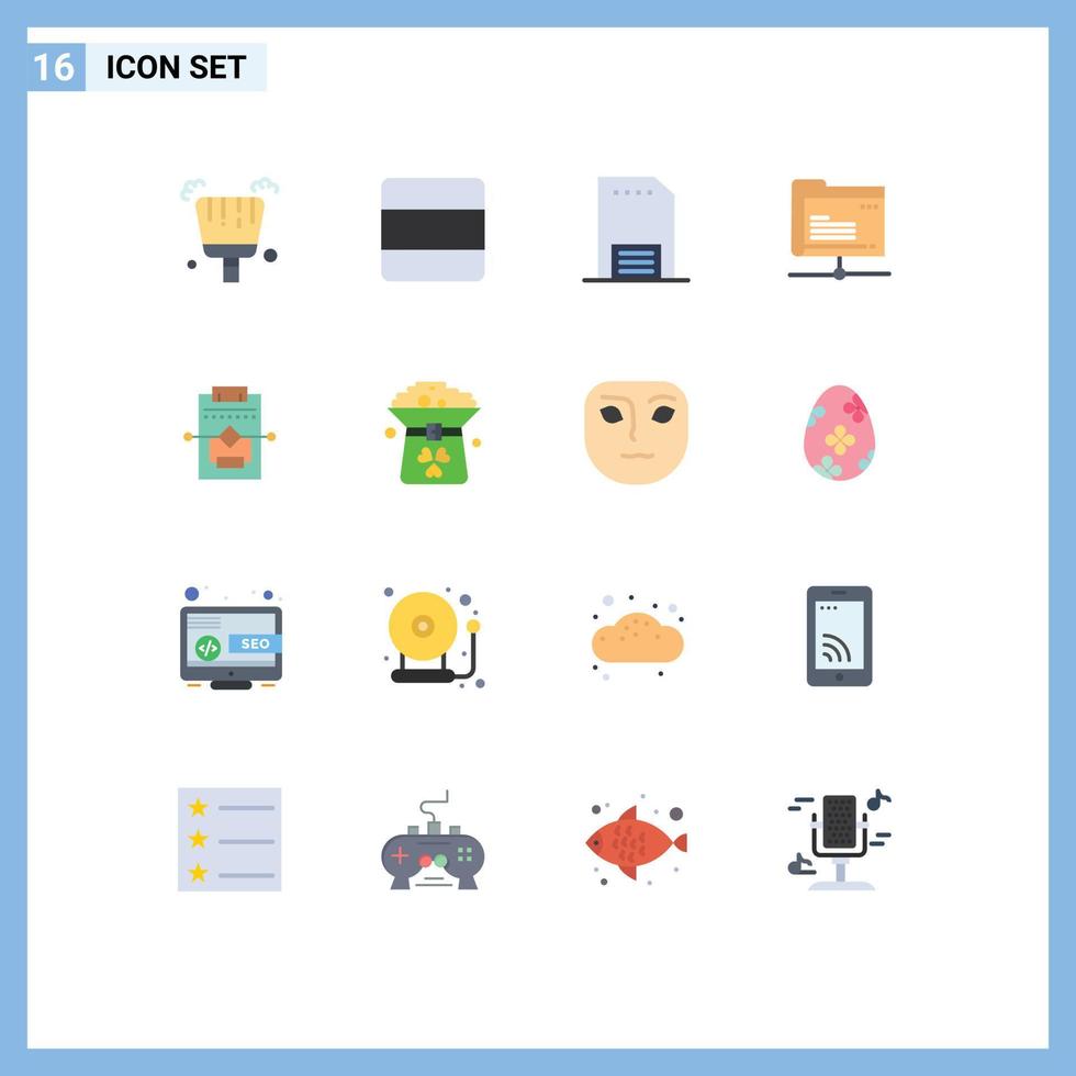 reeks van 16 modern ui pictogrammen symbolen tekens voor netwerk opslagruimte contact server gegevens bewerkbare pak van creatief vector ontwerp elementen