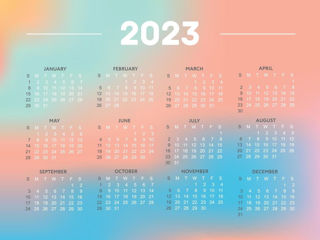 2023 kalender jaar vector illustratie. de week begint Aan zondag. Kerstmis sneeuwvlokken kalender 2023 sjabloon. kalender ontwerp zondag in rood kleuren. vector