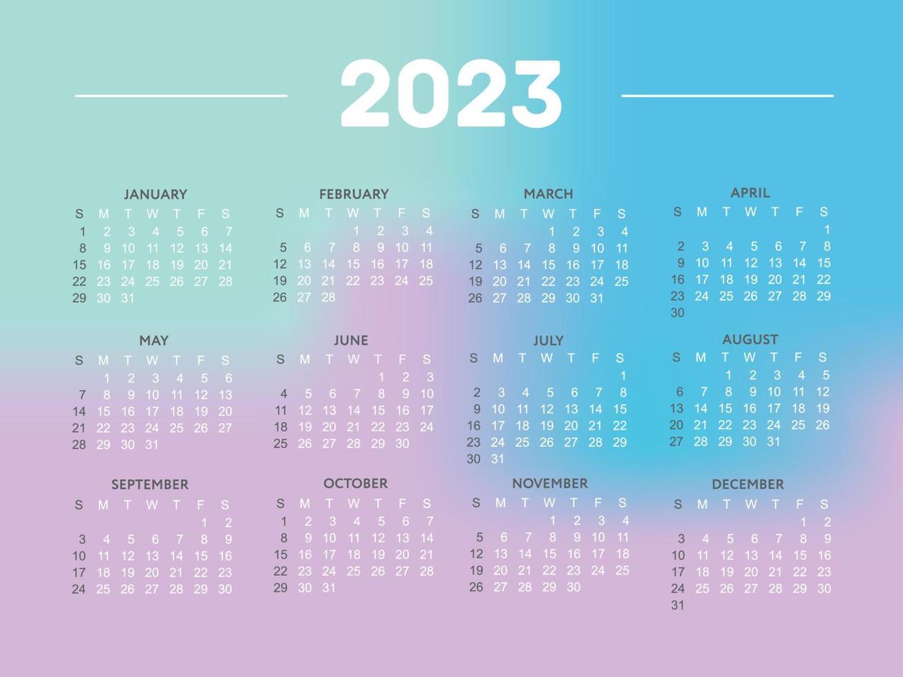 2023 kalender jaar vector illustratie. de week begint Aan zondag. Kerstmis sneeuwvlokken kalender 2023 sjabloon. kalender ontwerp zondag in rood kleuren. vector