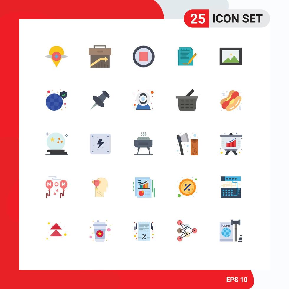 universeel icoon symbolen groep van 25 modern vlak kleuren van album lay-out afzet het formulier overeenkomst bewerkbare vector ontwerp elementen