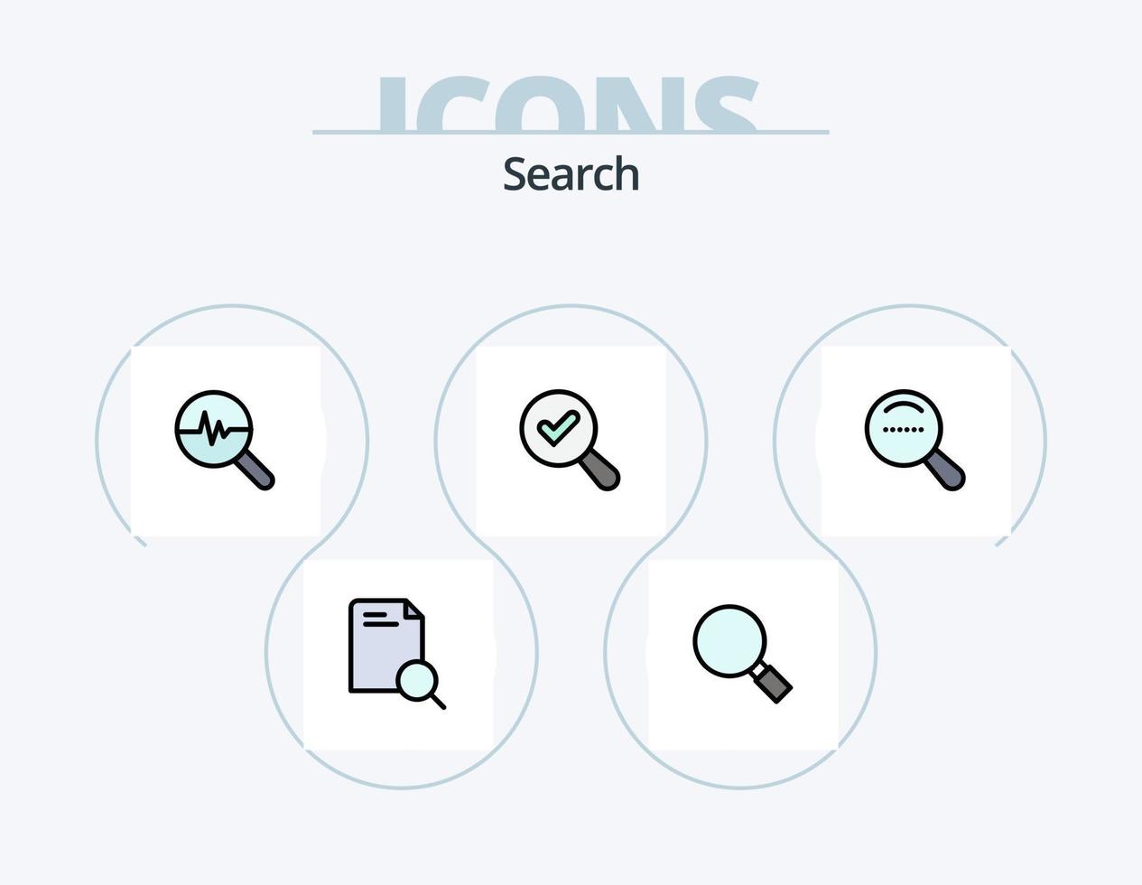 zoeken lijn gevulde icoon pak 5 icoon ontwerp. instelling. Onderzoek. visie. zoeken. vergroten vector