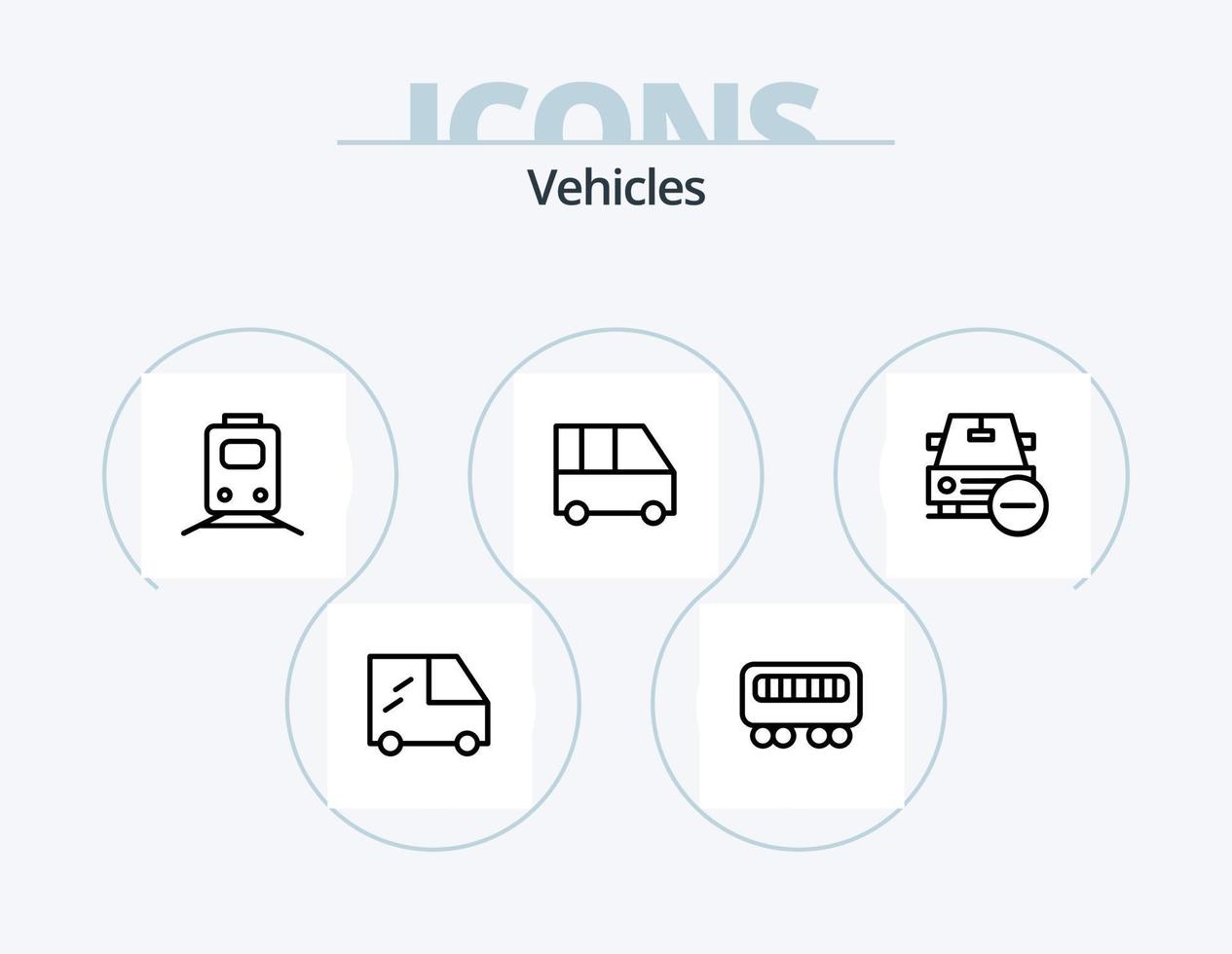 voertuigen lijn icoon pak 5 icoon ontwerp. fiets. vervoer. bouw. trein. het spoor vector