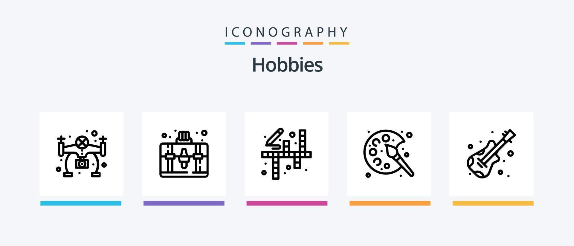 hobby's lijn 5 icoon pak inclusief borduurwerk. hobby. afbeelding. hobby's. vis. creatief pictogrammen ontwerp vector