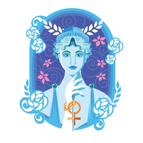 Mooie Aphrodite in bloem Frame Vector