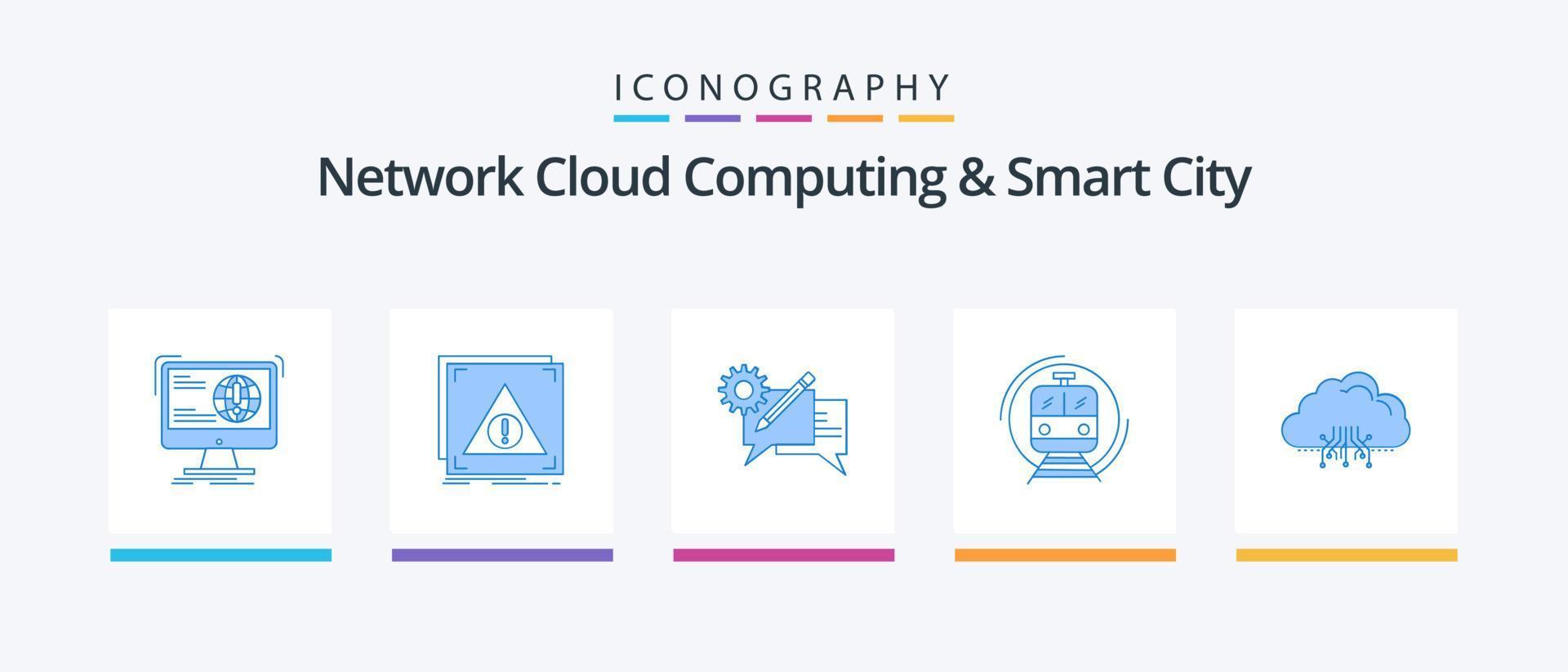netwerk wolk berekenen en slim stad blauw 5 icoon pak inclusief slim. metro. server. bericht. discussie. creatief pictogrammen ontwerp vector