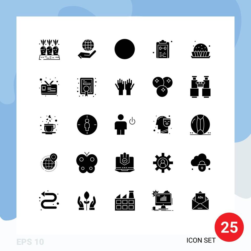 pictogram reeks van 25 gemakkelijk solide glyphs van voedsel taak hand- kladblok lijst bewerkbare vector ontwerp elementen