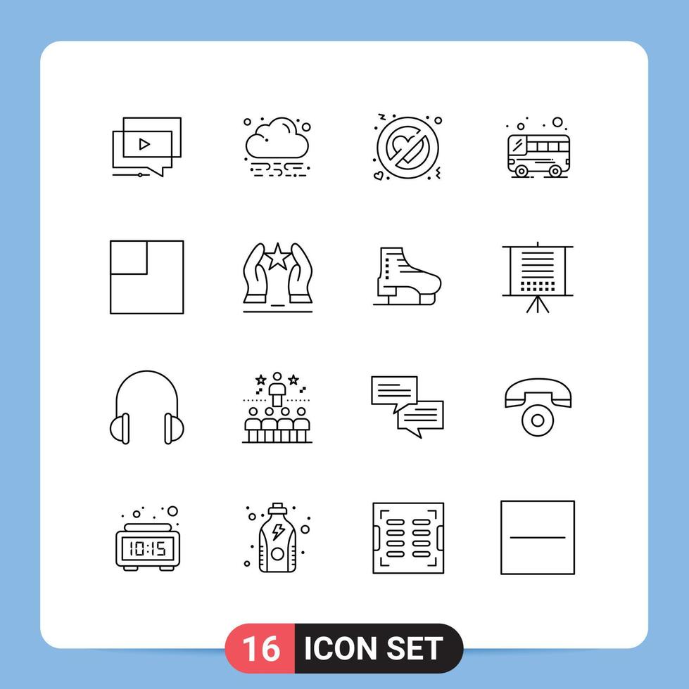 reeks van 16 modern ui pictogrammen symbolen tekens voor gebouwd lay-out overspel vervoer bus bewerkbare vector ontwerp elementen