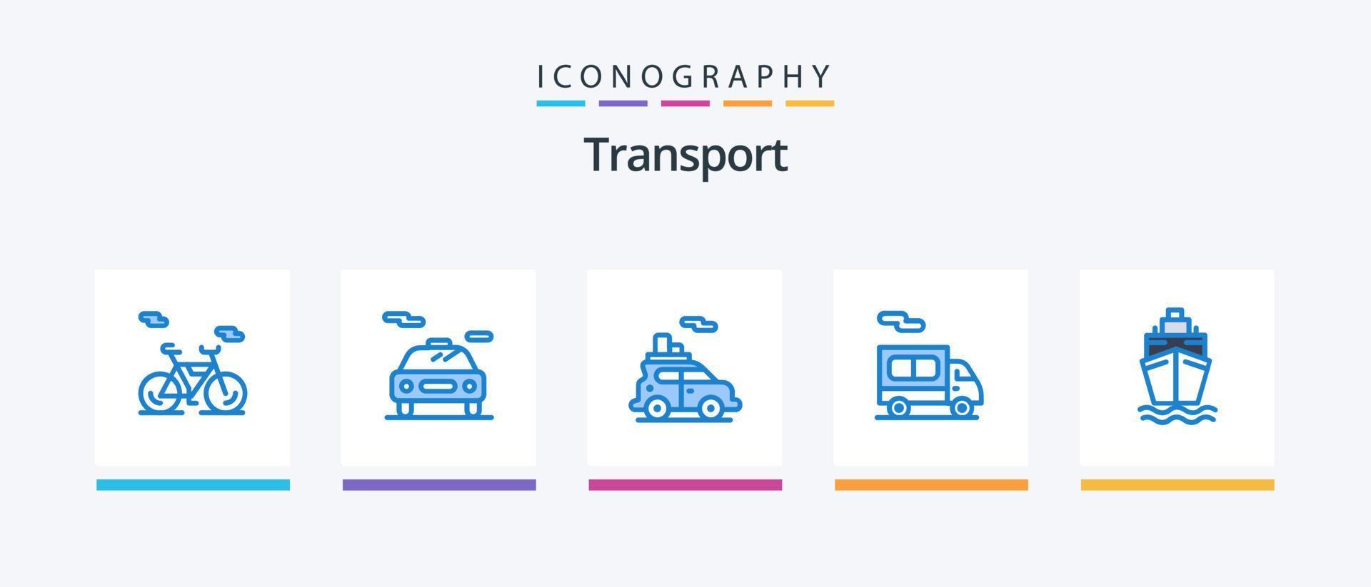 vervoer blauw 5 icoon pak inclusief . vervoer. vervoer. zwemmen. vrachtwagen. creatief pictogrammen ontwerp vector