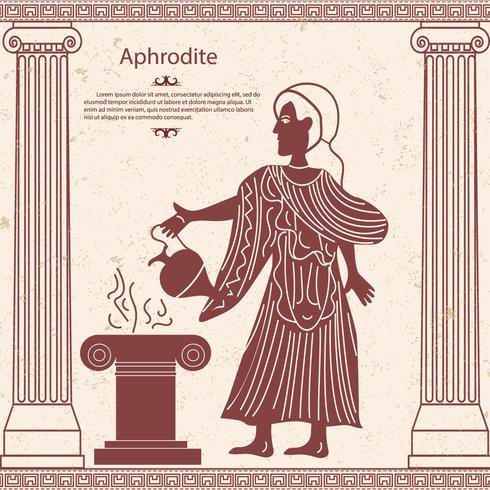 Griekse godin Aphrodite met een werper in haar hand vector