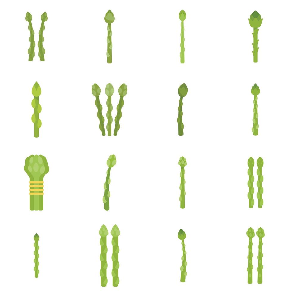 asperges pictogrammen instellen platte vector. eten koken vector