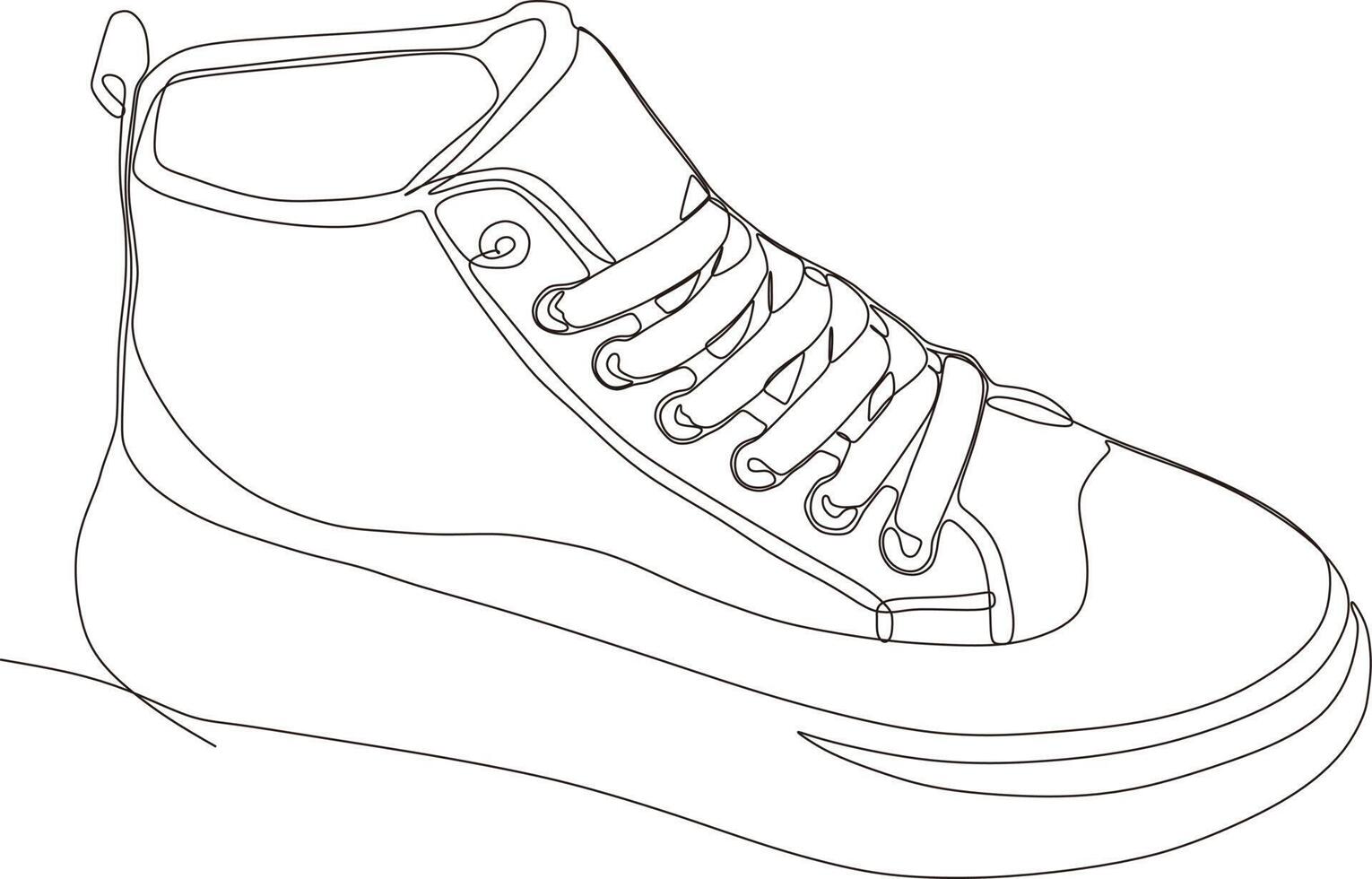 doorlopend lijn kunst tekening van schoenen in zwart en wit vector