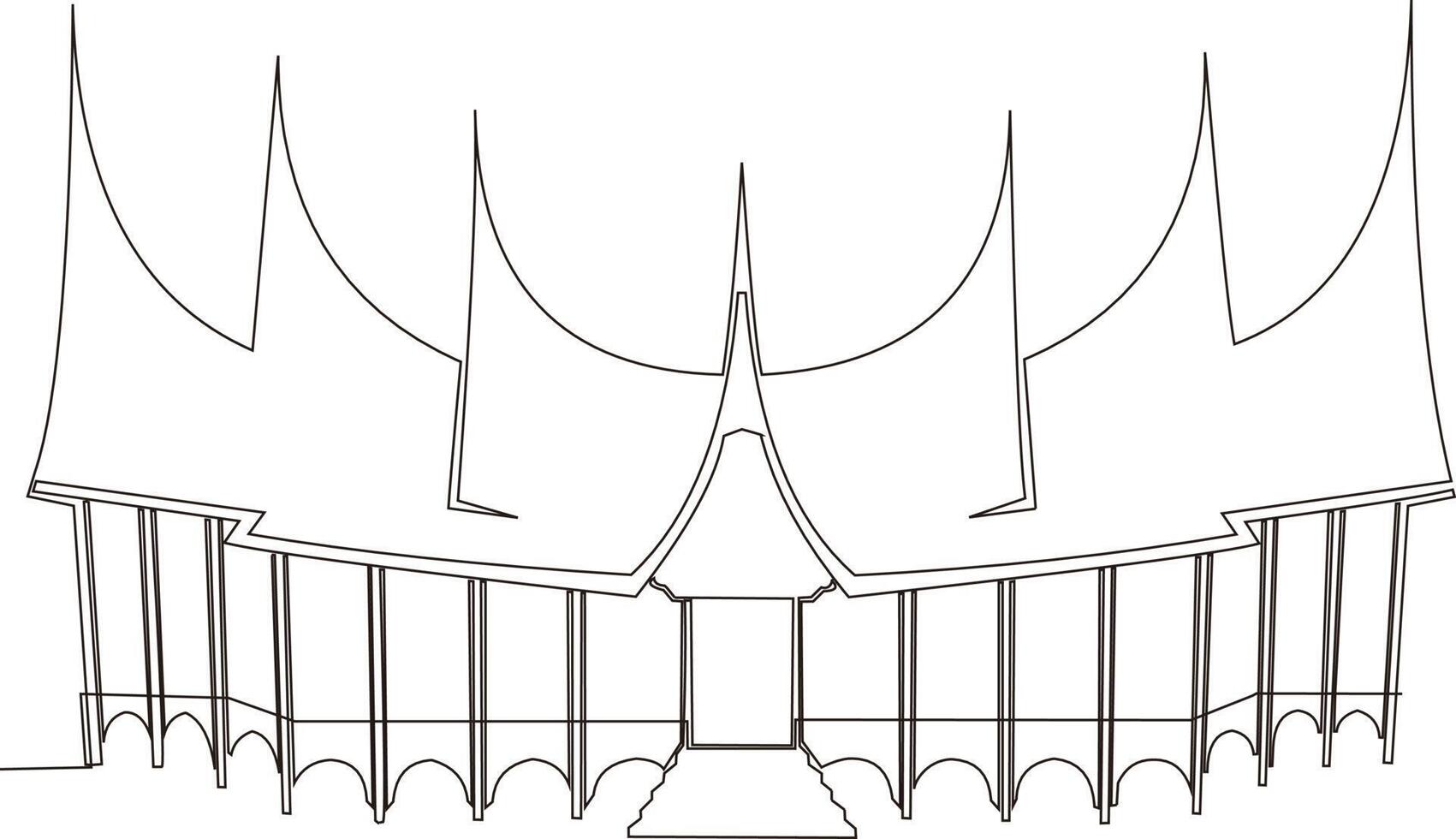 doorlopend lijn tekening van minangkabau gadang traditioneel huis vector