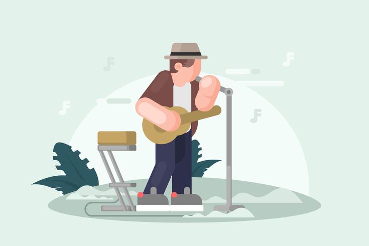 Muzikant in Panama Hat Illustratie vector