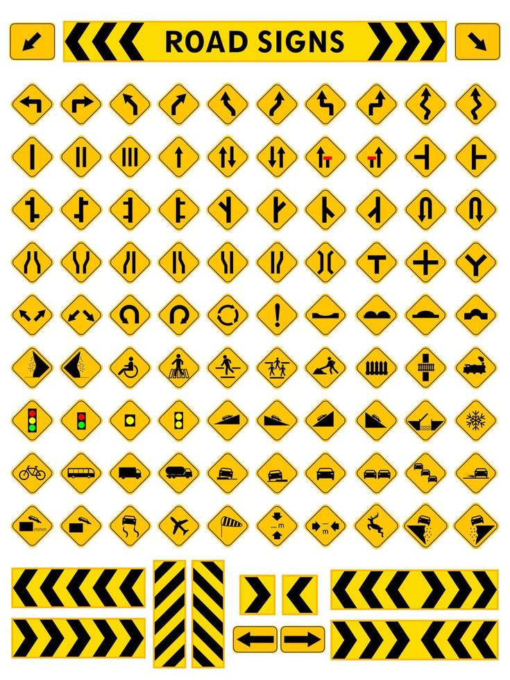 verkeer en weg tekens. vector illustratie.