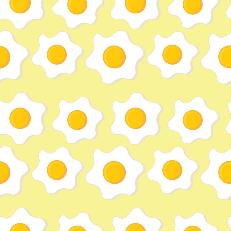 gebakken eieren naadloos patroon.behang of achtergrond.geel textuur.eten en menu voor cafe of restaurant.verpakking papier of stof.cartoon vector illustratie.plat ontwerp.banner of sjabloon.