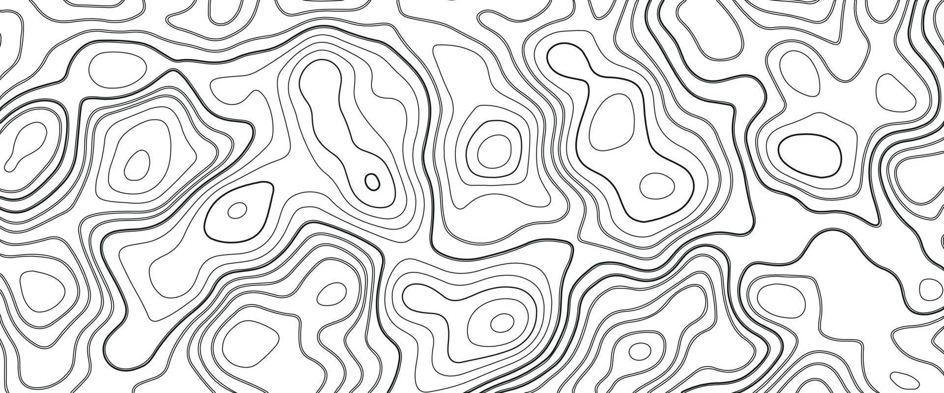 topografisch achtergrond en textuur. abstractie met plaats voor tekst. topo backdrop lijnen, contour, geografisch rooster. modern zwart en wit topografisch contouren lijnen van bergen. topografie kaart kunst vector