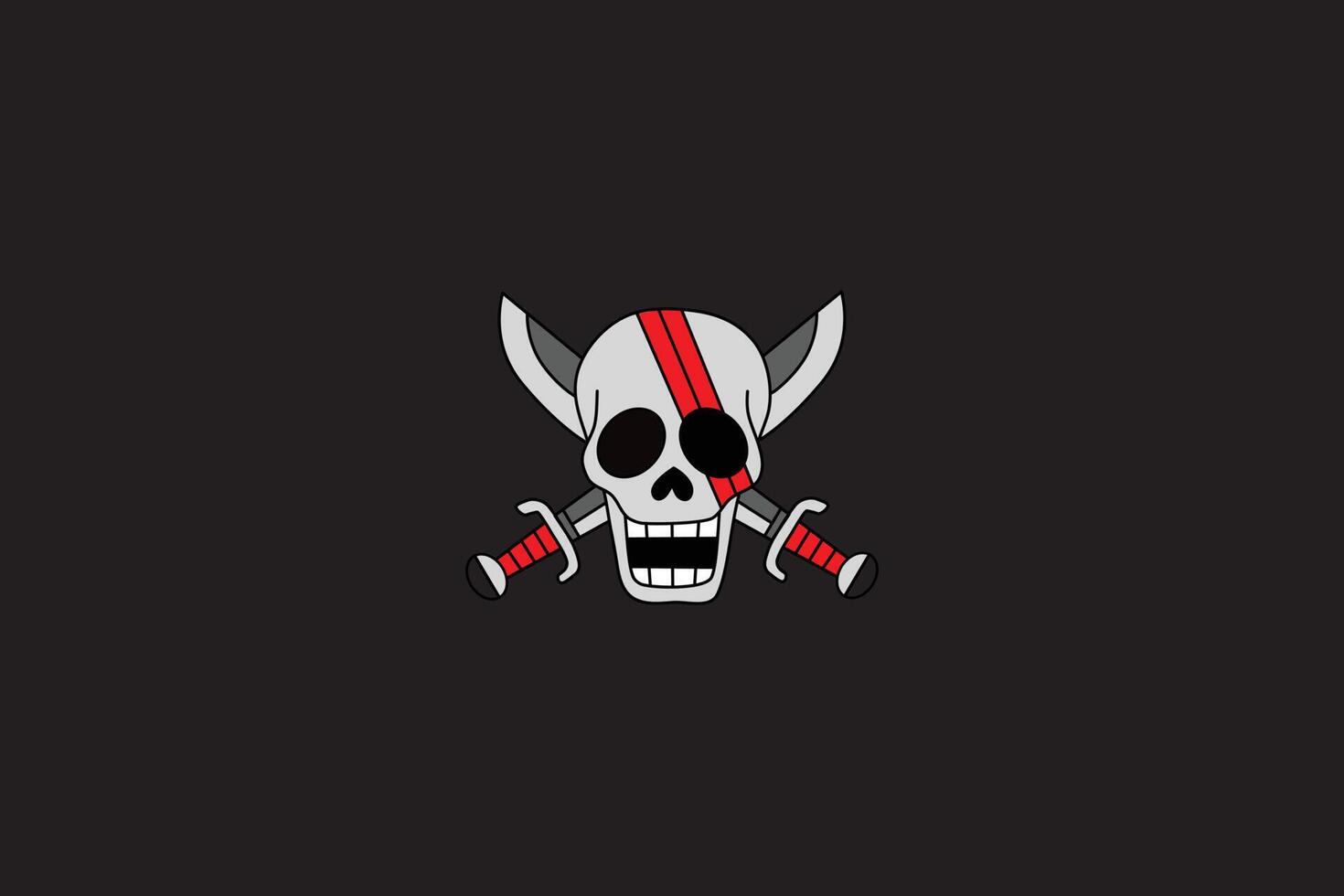schedel en kruis blad net zo een piraat symbool in vector illustratie ontwerp