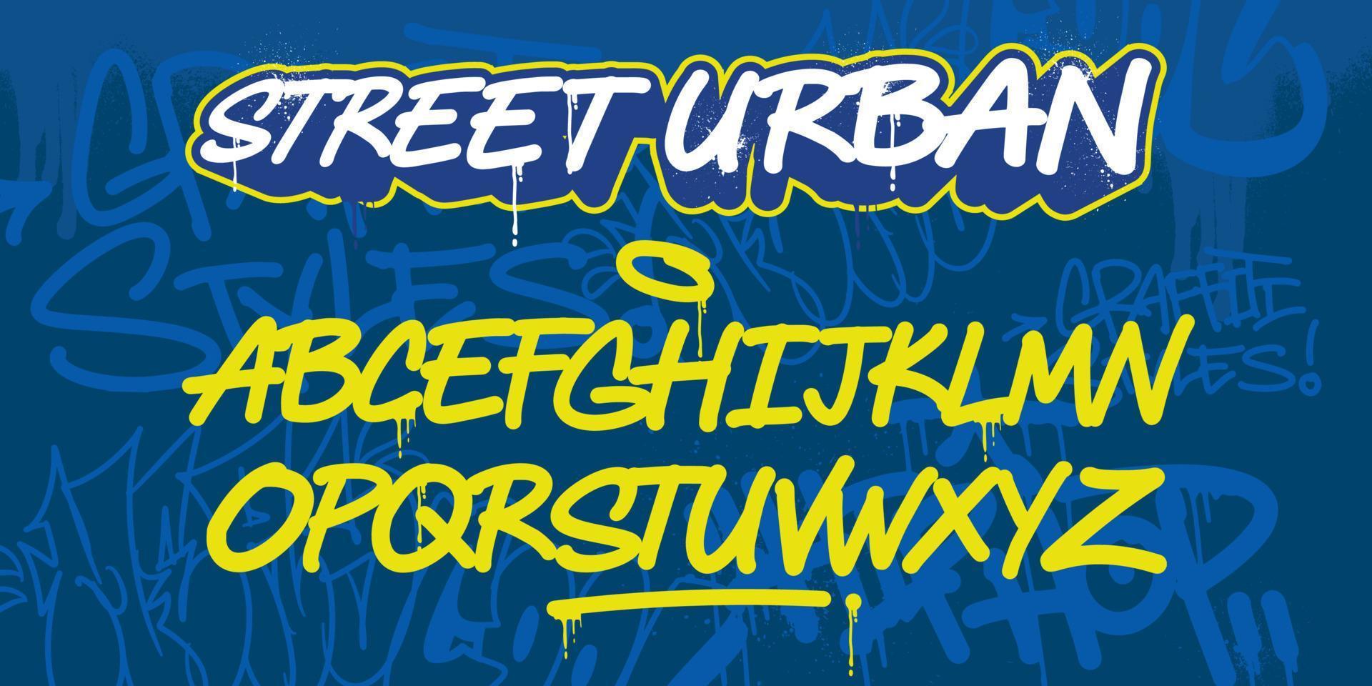 een reeks van graffiti alfabet. koel digitaal graffiti lettertype. vector