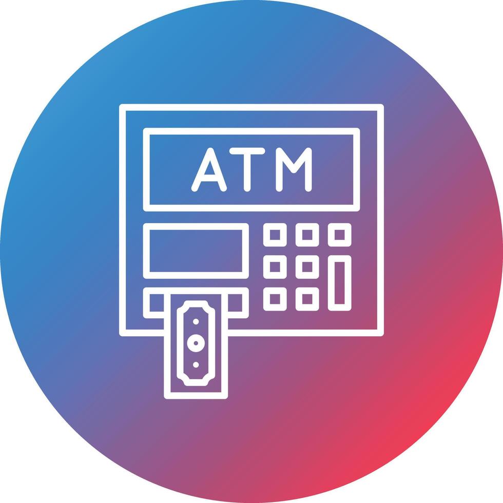 Geldautomaat lijn helling cirkel achtergrond icoon vector