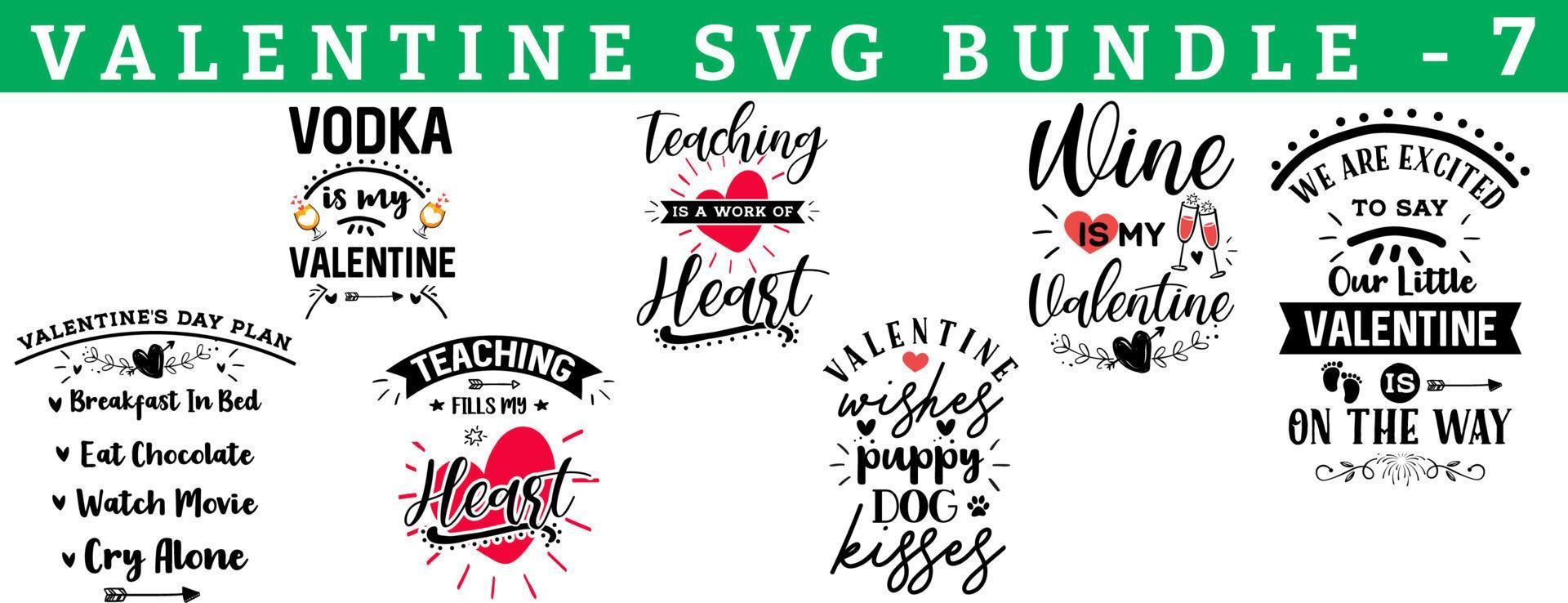 Valentijnsdag dag vector SVG bundel. citaat en gezegden voor valentijnsdag dag kaarten en afdrukken. het beste voor t shirt, mok, kussen, achtergrond, poster. wodka, wijn, onderwijs, klein, plan, wens, hond, kus