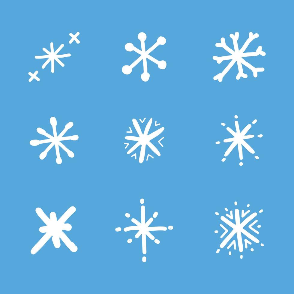 reeks van sneeuwvlok hand- getrokken voor winter, seizoensgebonden, vakantie, element, sjabloon vector