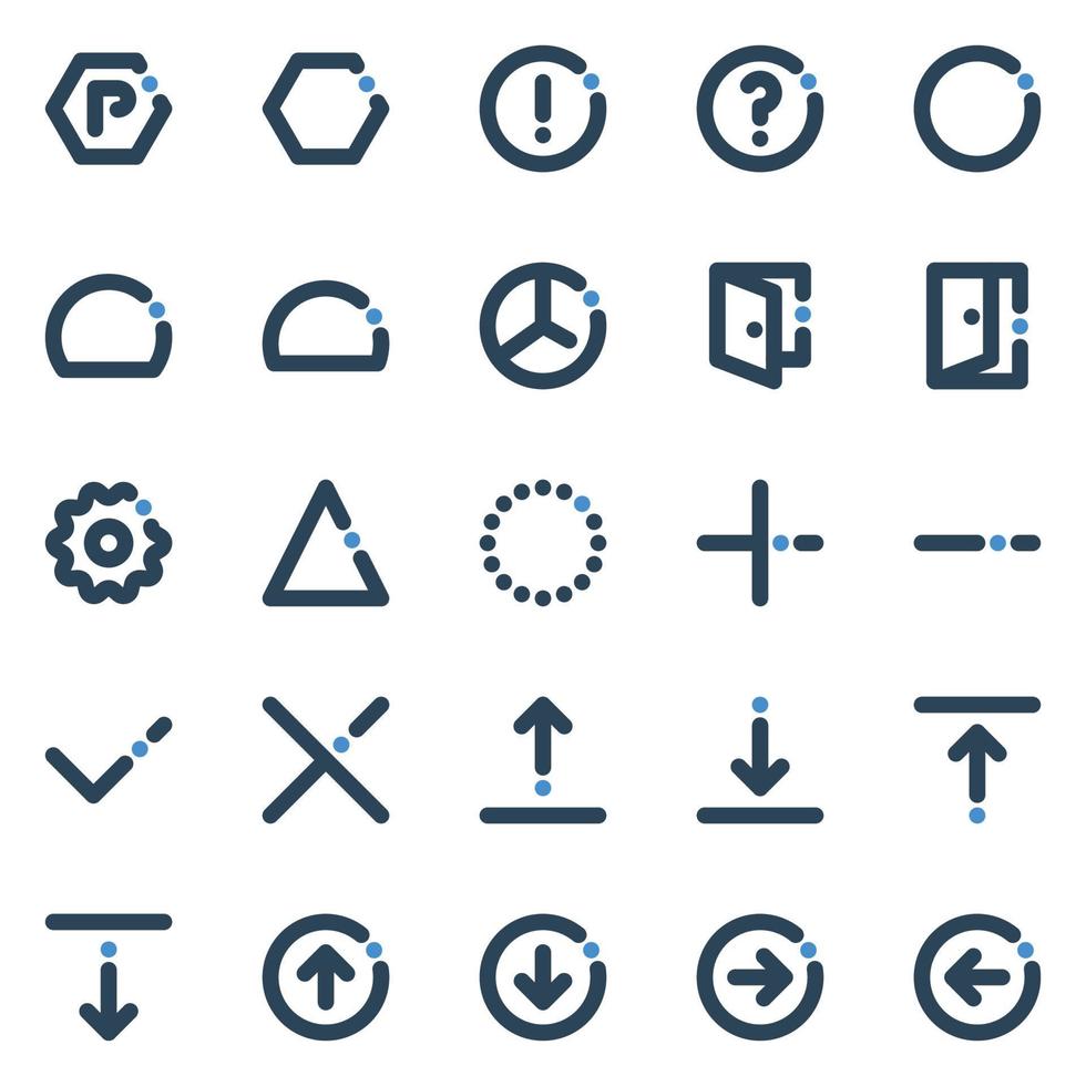 stoutmoedig lijn pictogrammen voor teken en symbool. vector
