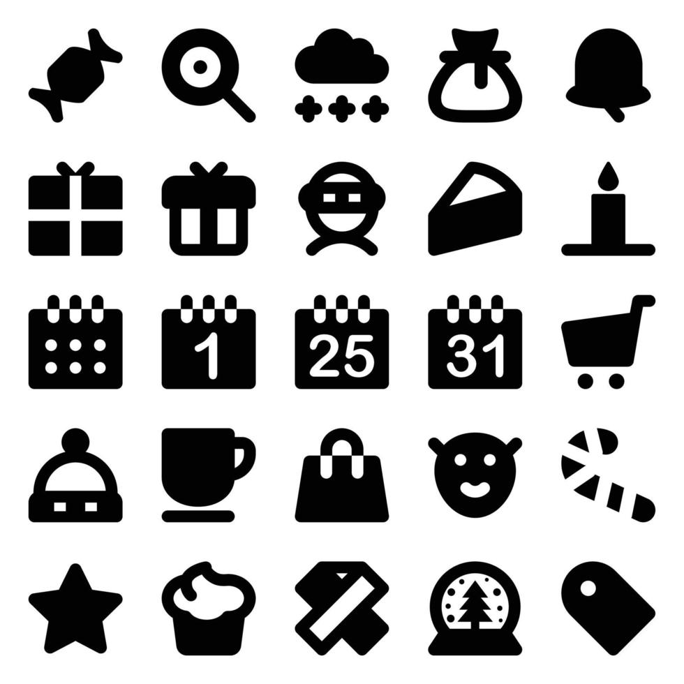 glyph pictogrammen voor kerstmis. vector