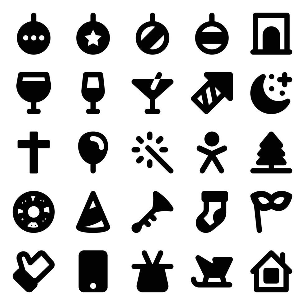 glyph pictogrammen voor kerstmis. vector