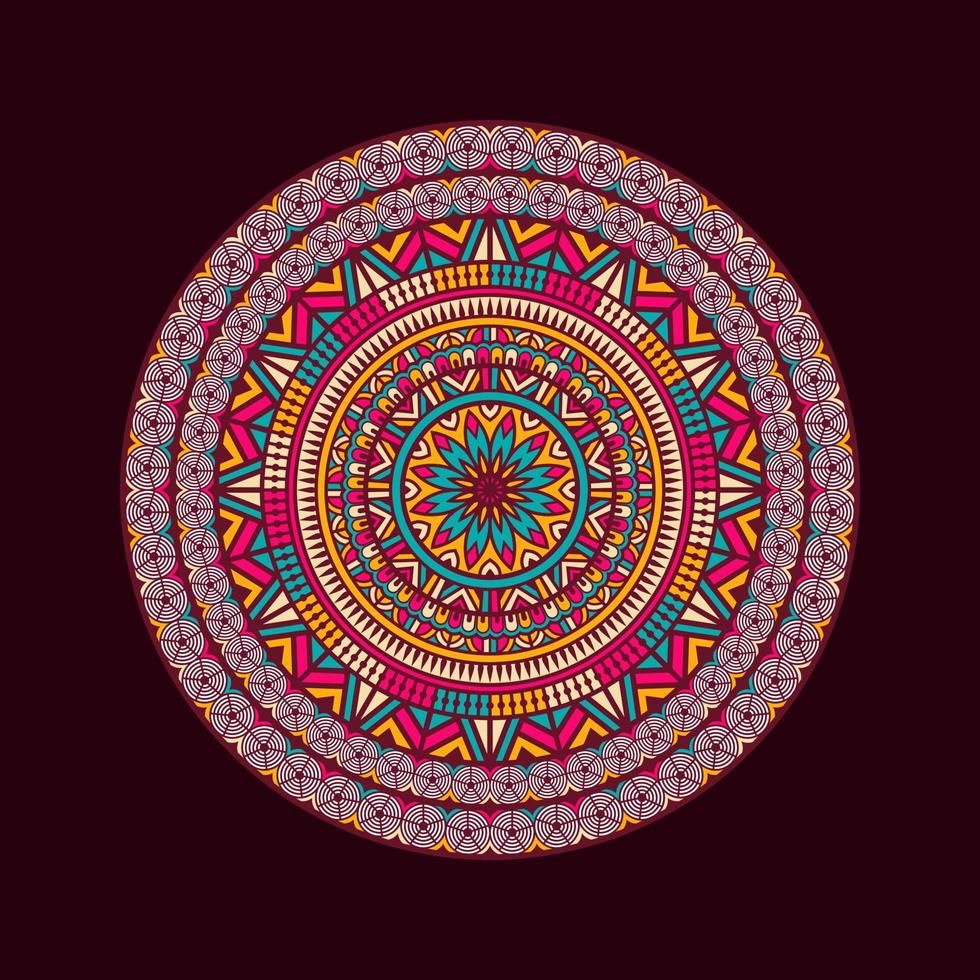 kleurrijk bloemen decoratief mandala ontwerp Aan zwart achtergrond vector