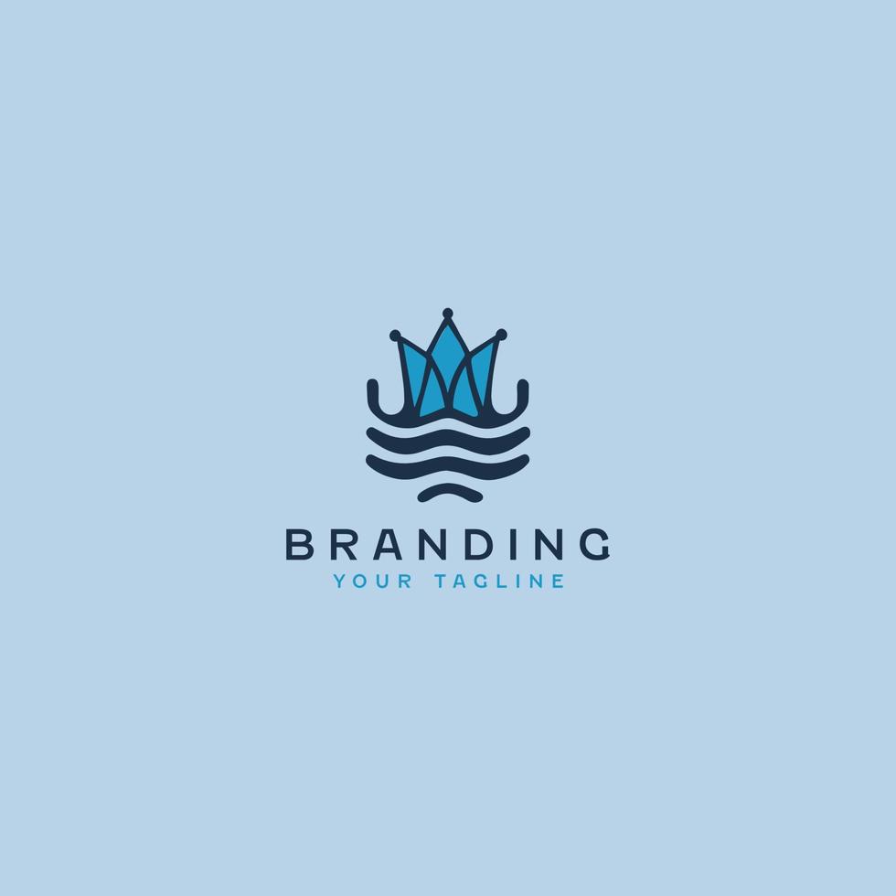 water kroon logo ontwerp sjabloon vector