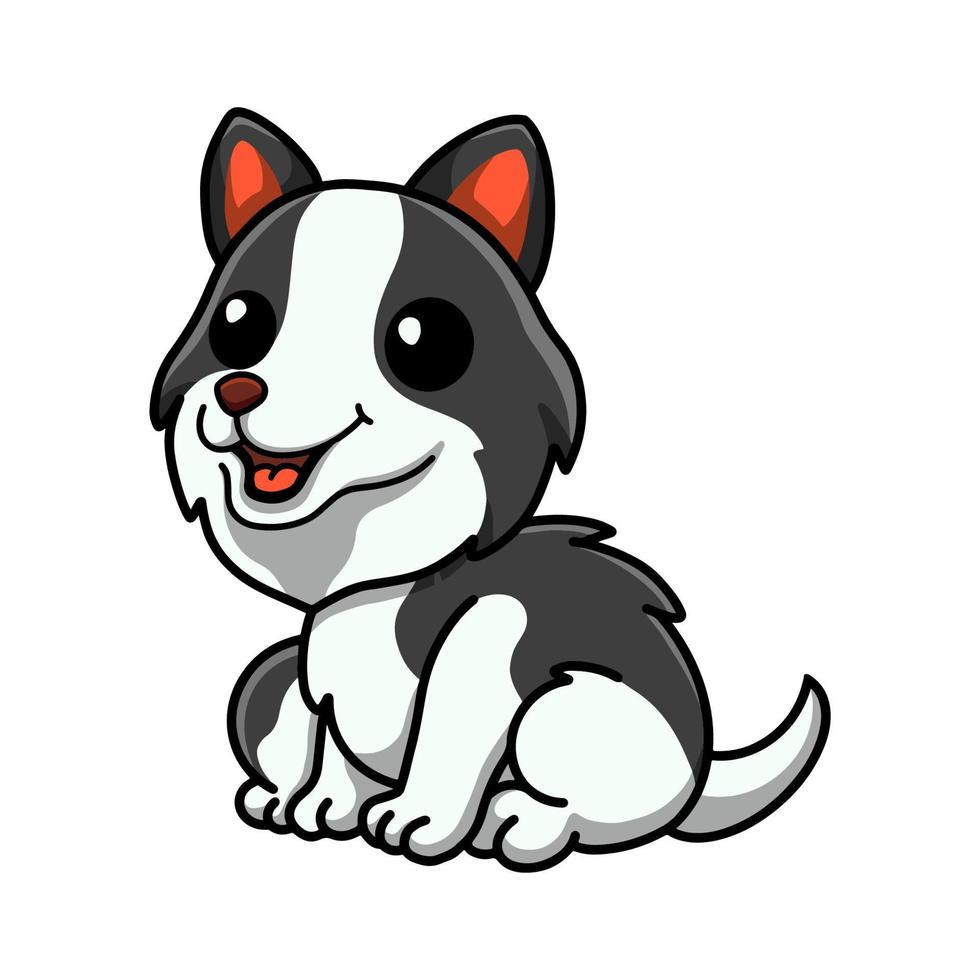 schattig grens collie hond tekenfilm zittend vector