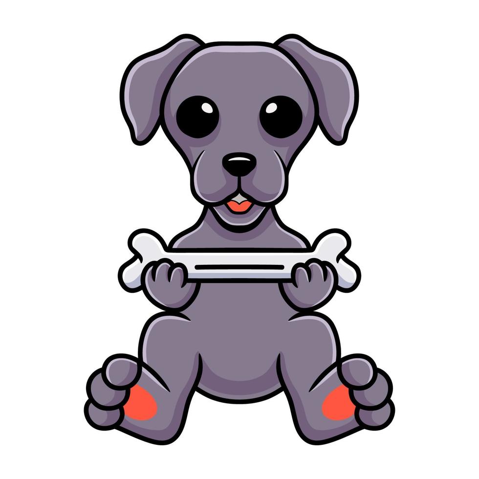schattig weimaraner hond tekenfilm Holding een bot vector