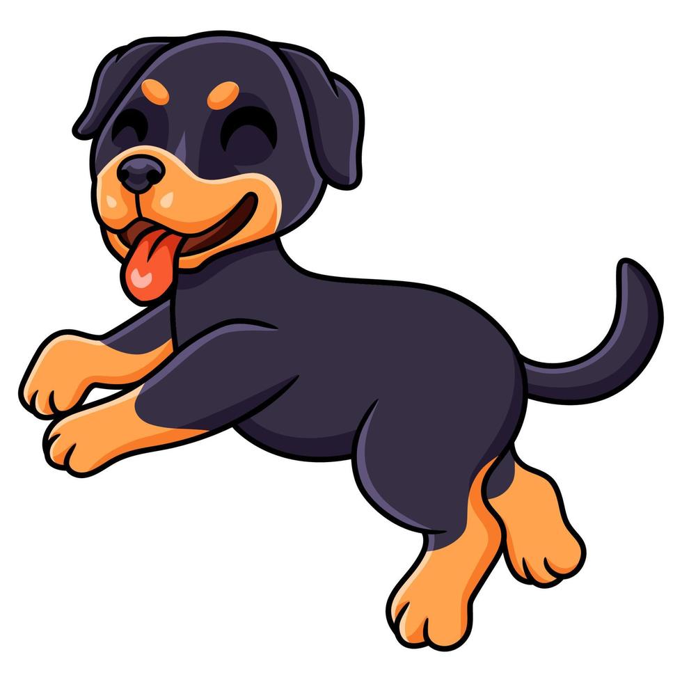 schattig weinig rottweiler hond tekenfilm vector