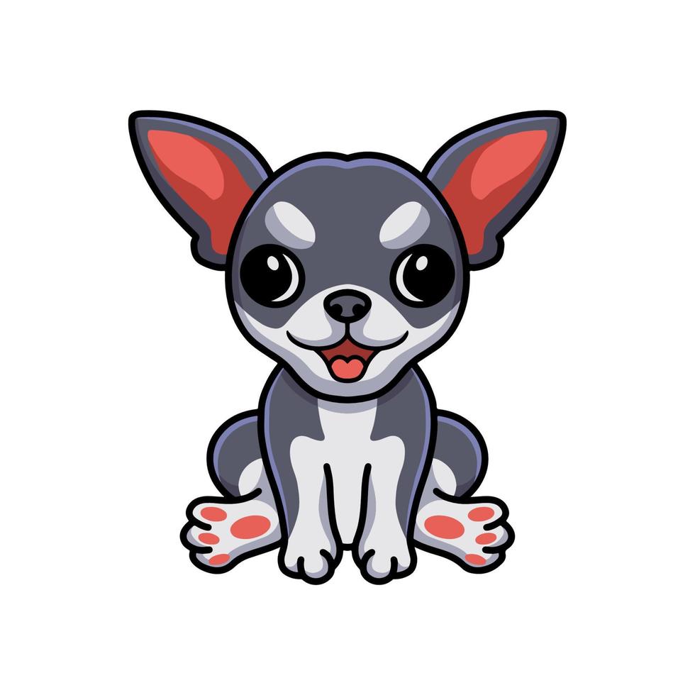 schattig chihuahua hond tekenfilm zittend vector