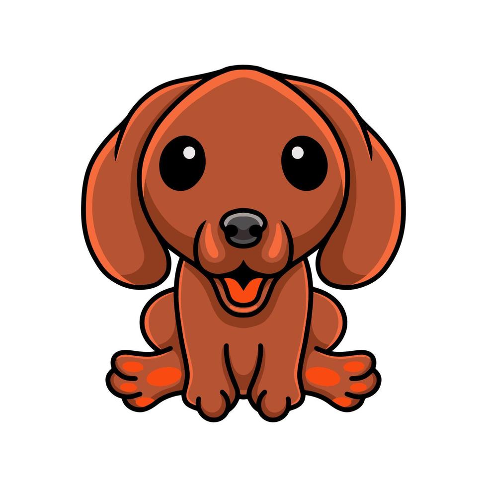 schattig teckel hond tekenfilm zittend vector