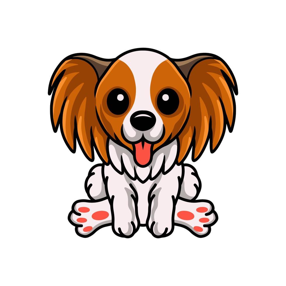 schattig papillon hond tekenfilm zittend vector