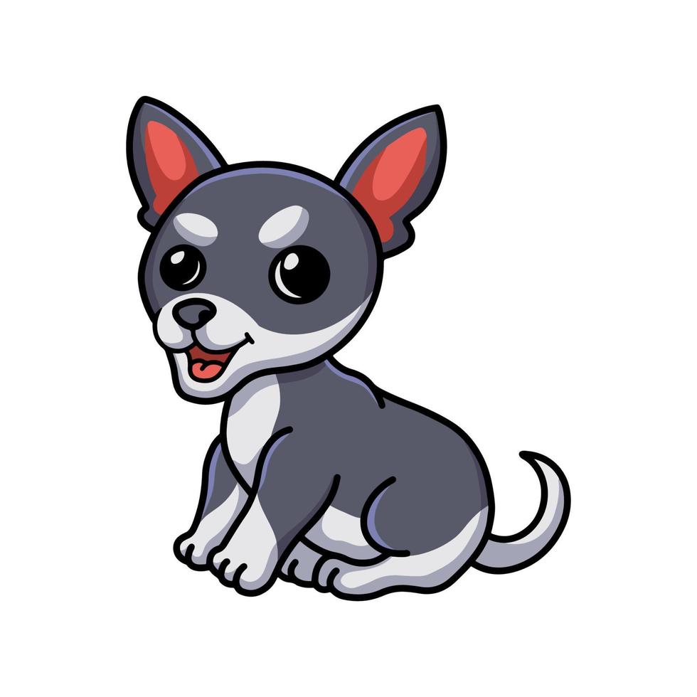 schattig chihuahua hond tekenfilm zittend vector