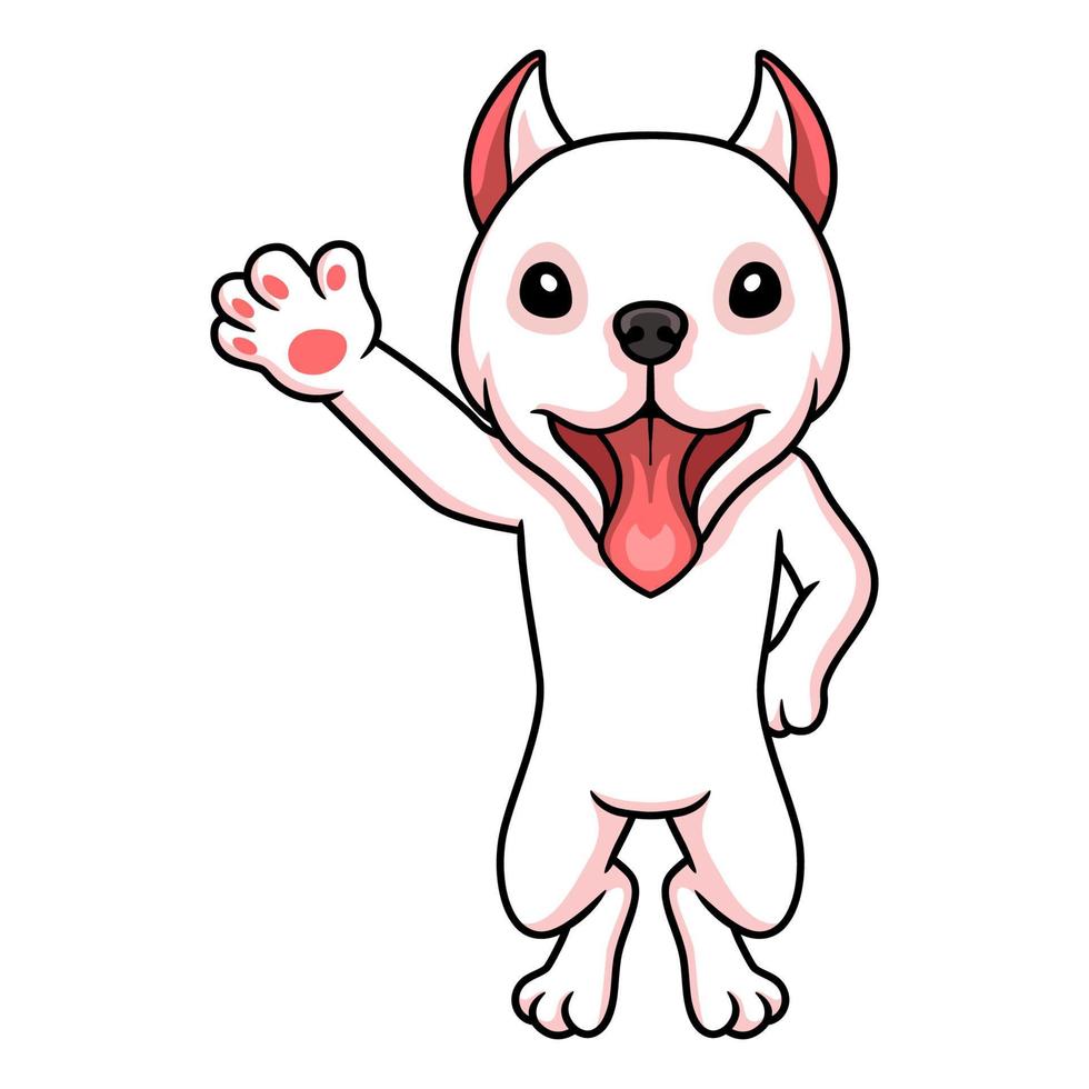 schattig dogo Argentino hond tekenfilm golvend hand- vector