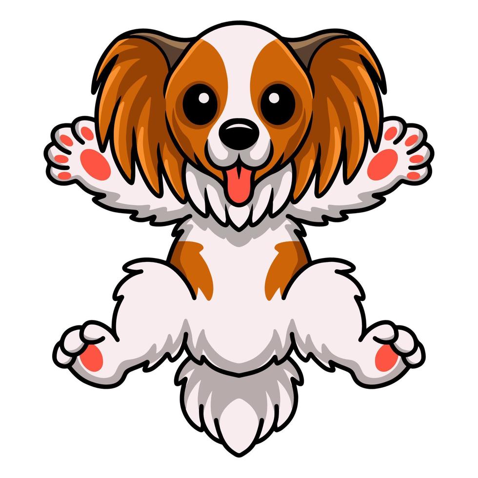 schattig papillon hond tekenfilm poseren vector