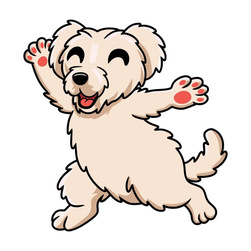 schattig Maltees puppy hond tekenfilm wandelen vector