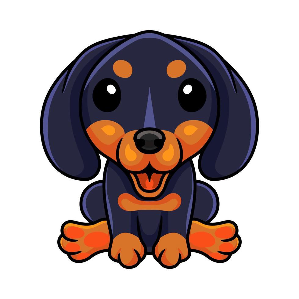 schattig dashund hond tekenfilm zittend vector