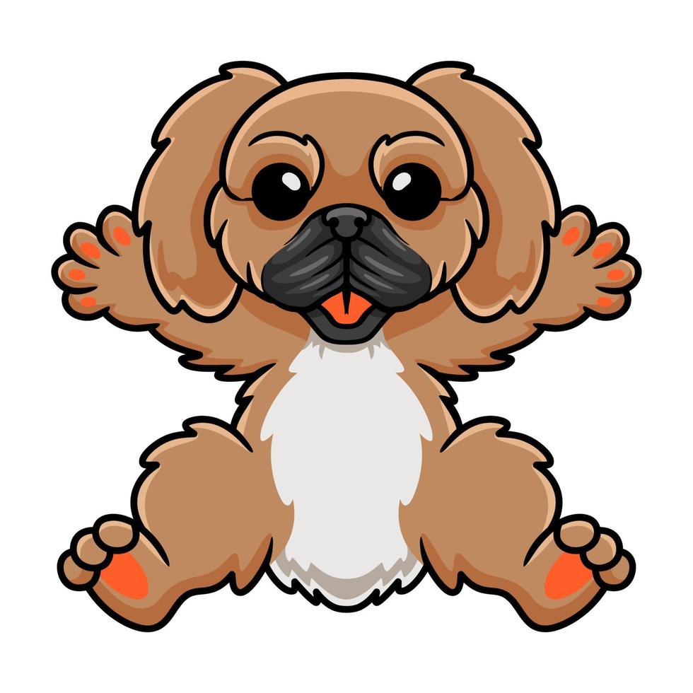 schattig weinig pekingese hond tekenfilm vector