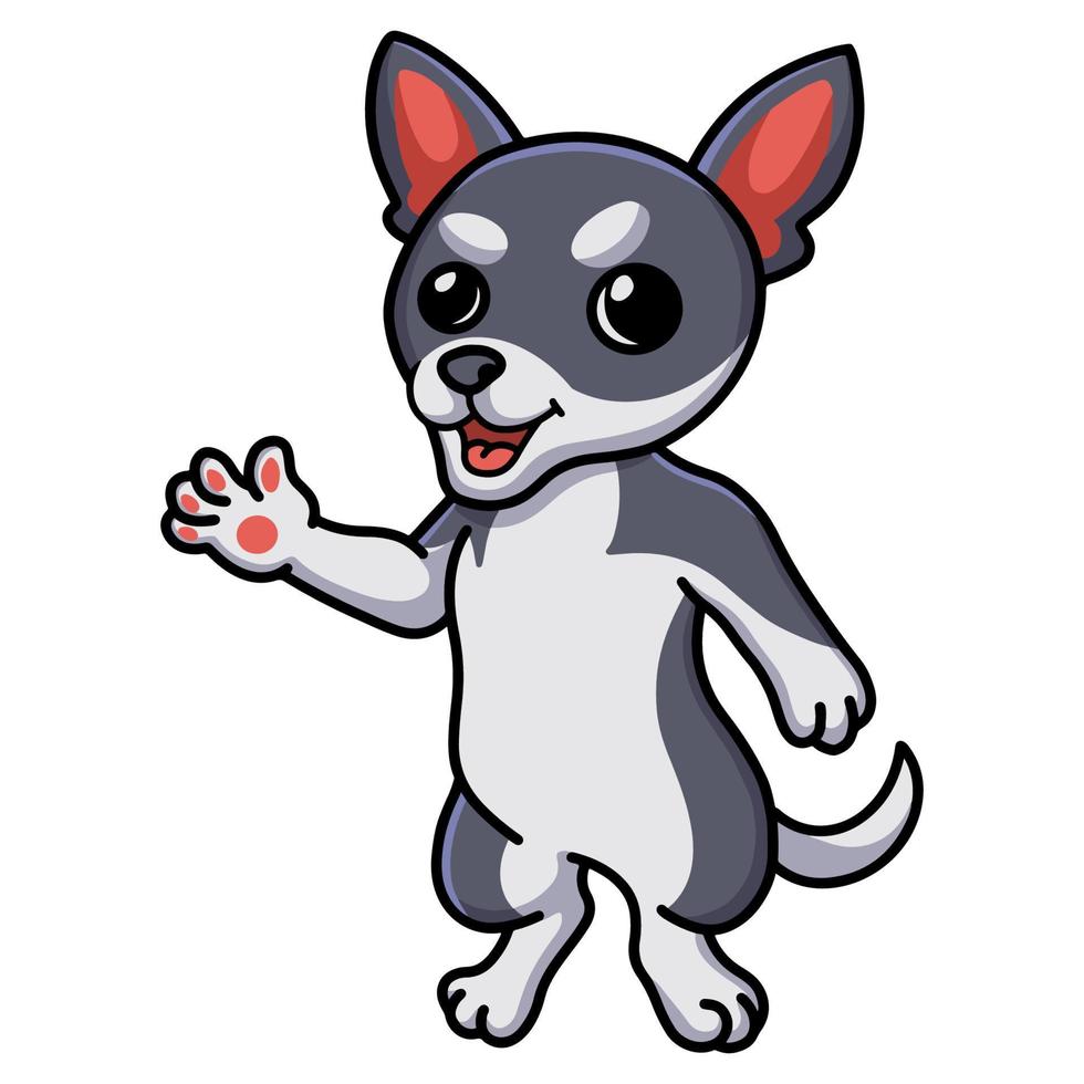 schattig chihuahua hond tekenfilm golvend hand- vector