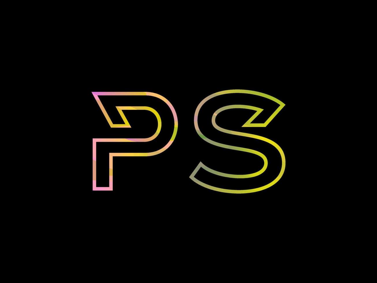 ps brief logo met kleurrijk regenboog structuur vector. pro vector. vector