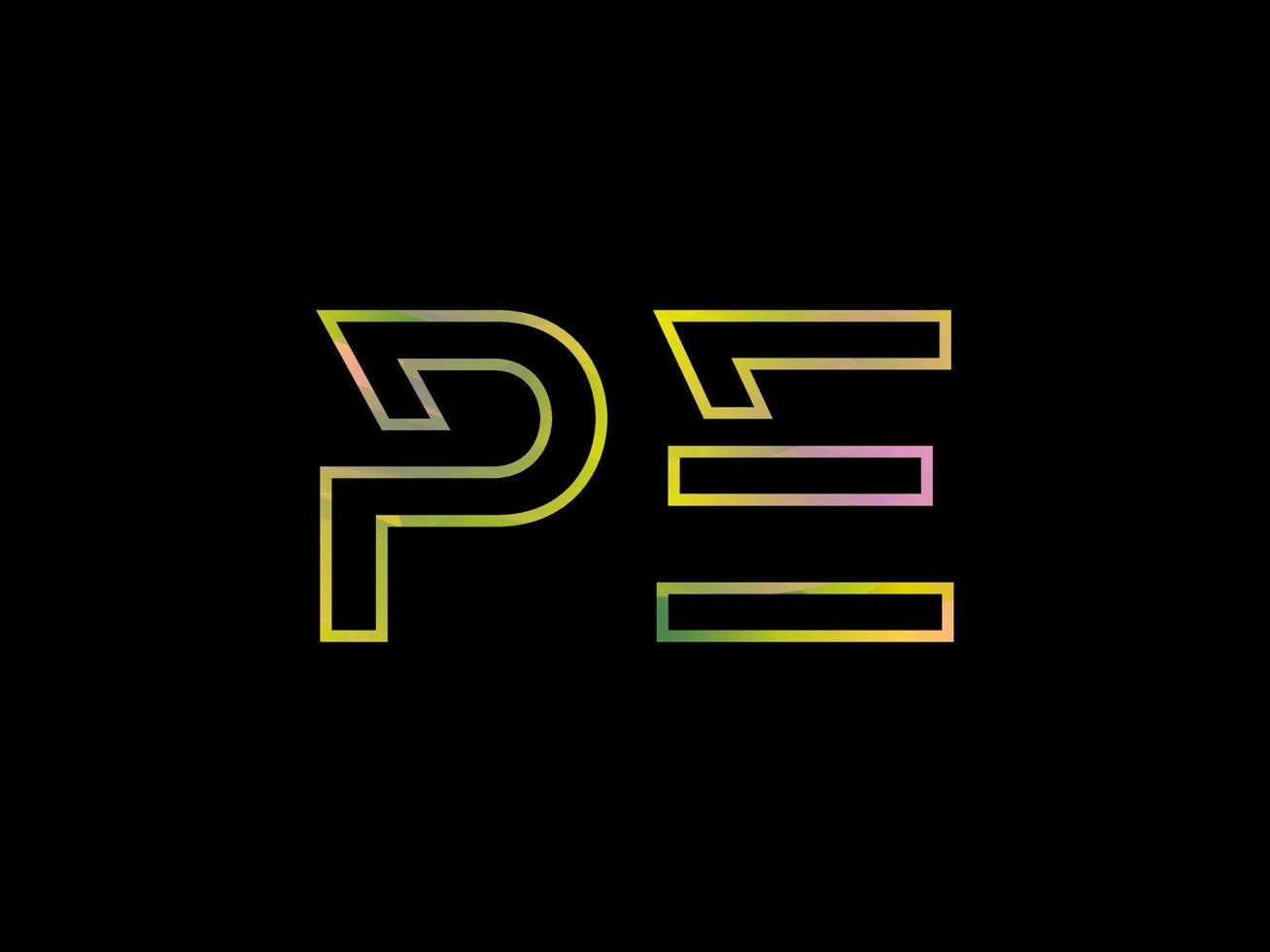 pe brief logo met kleurrijk regenboog structuur vector. pro vector. vector