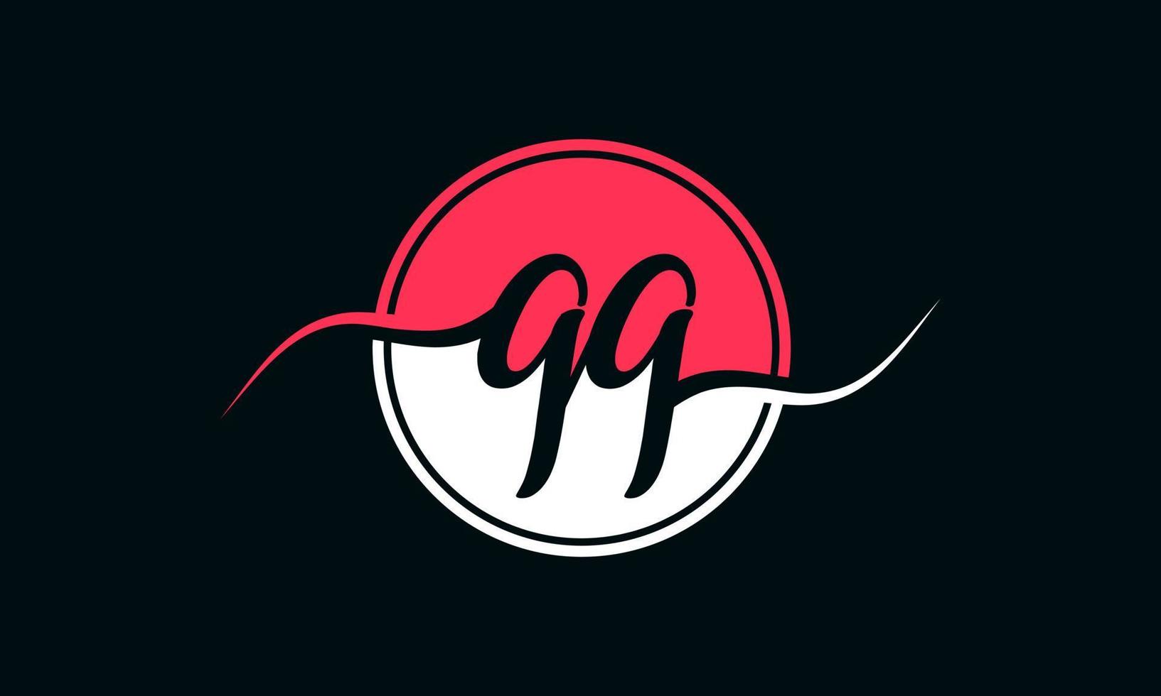 eerste qq brief logo met binnen cirkel in wit en roze kleur. pro vector. vector