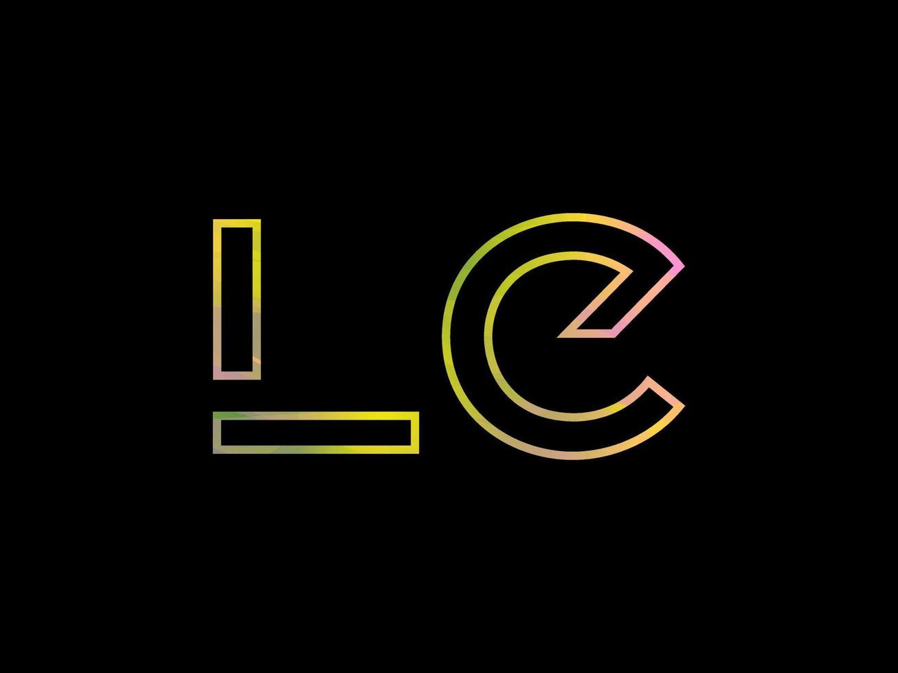 lc brief logo met kleurrijk regenboog structuur vector. pro vector. vector