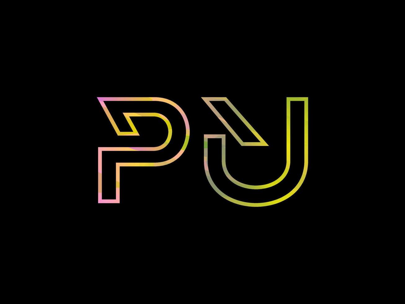 pu brief logo met kleurrijk regenboog structuur vector. pro vector. vector