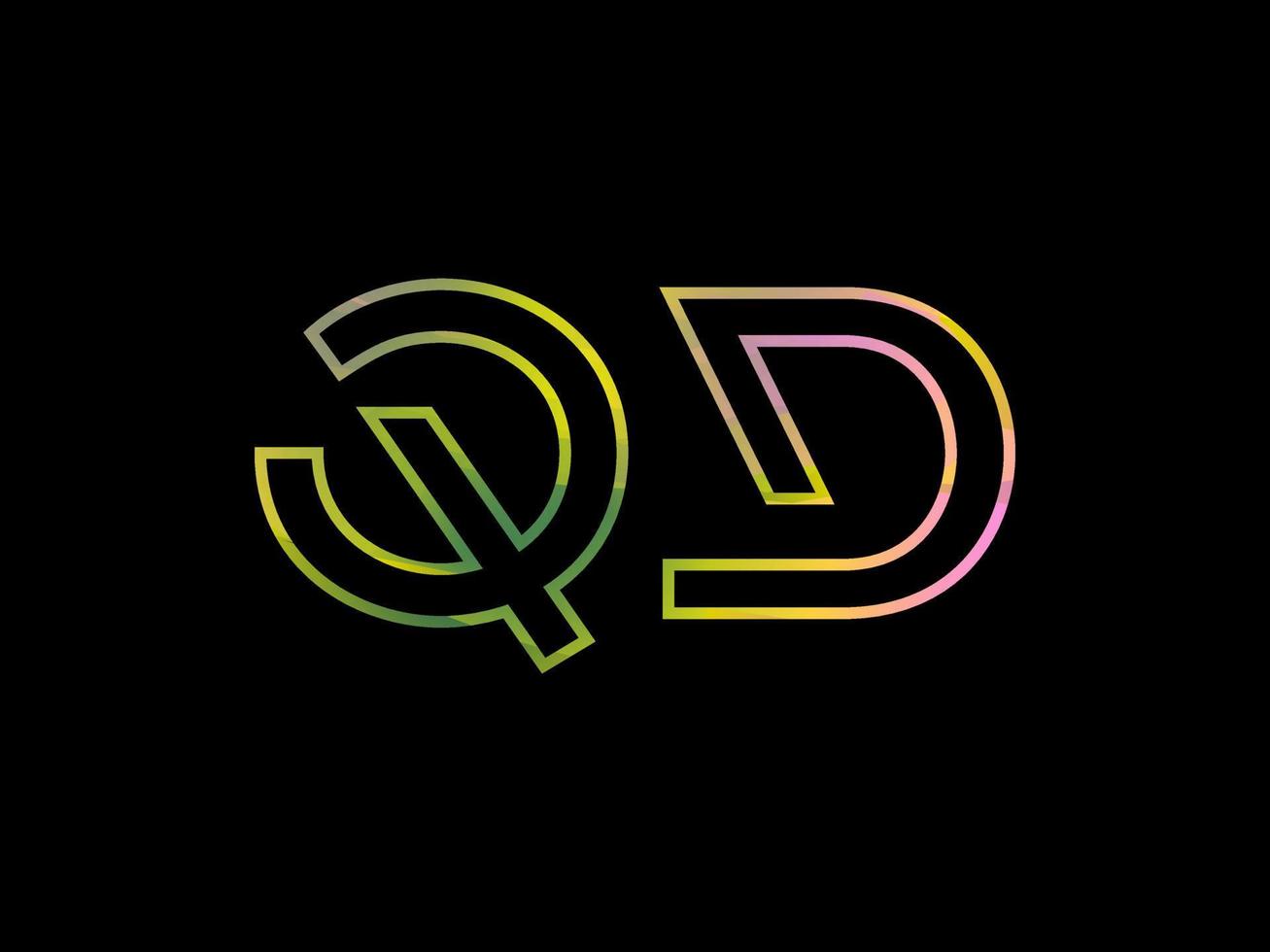 qd brief logo met kleurrijk regenboog structuur vector. pro vector. vector