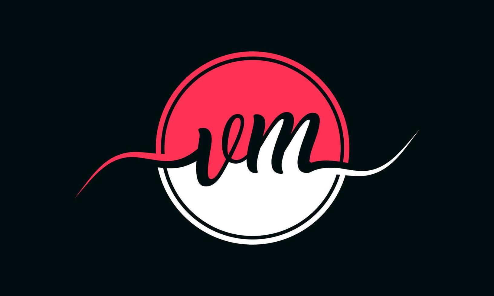 eerste vm brief logo met binnen cirkel in wit en roze kleur. pro vector. vector